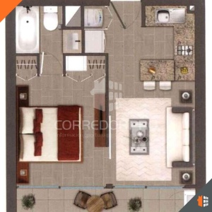 Estación Central, Región Metropolitana, 1 Dormitorio Habitaciones, ,1 BañoBathrooms,Departamento,En Venta,2045